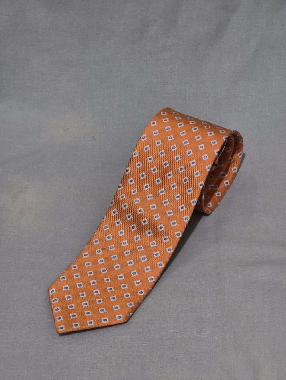 Faconnable Orange Geometric Silk Tie